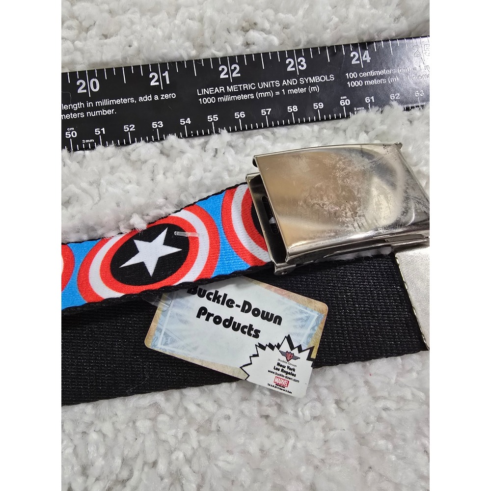 Marvel Buckle-Down Captain America Shield Web Belt Blue Red 48 Inch Adjustable - Picture 4 of 6